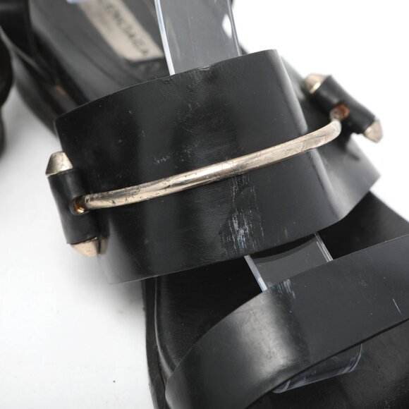 BALENCIAGA Leather Gladiator Sandals Black Gold Italy Designer Strappy Summer - Picture 8 of 16